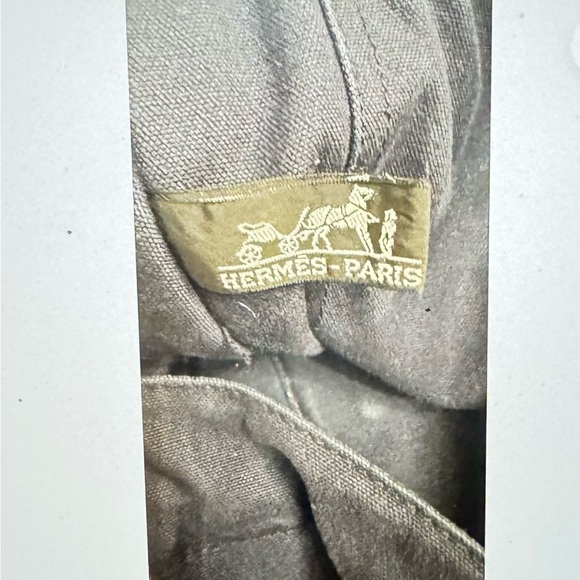 HERMES Paris Fourre Tout MM Navy/Brown Canvas Tote, Hand Bag. Made In France - Picture 6 of 14